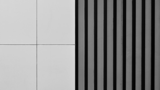 Steel battens and square metal wall. - monochrome