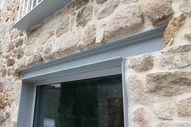 Steel beam lintel of a renovated old house facade Architecture detail