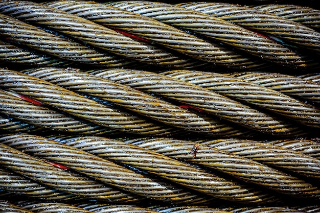 Steel cable close-up photo.