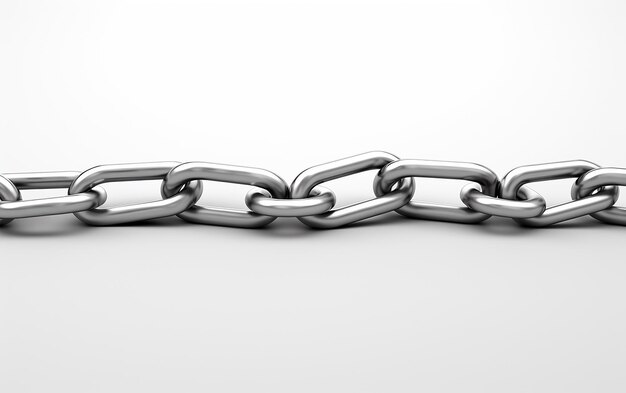 Steel Chain Link on White Background