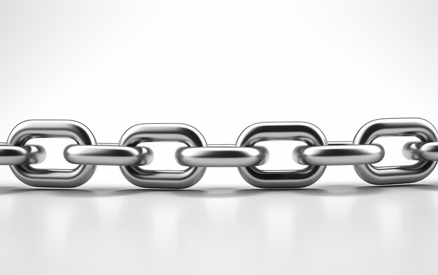 Steel Chain Link on White Background