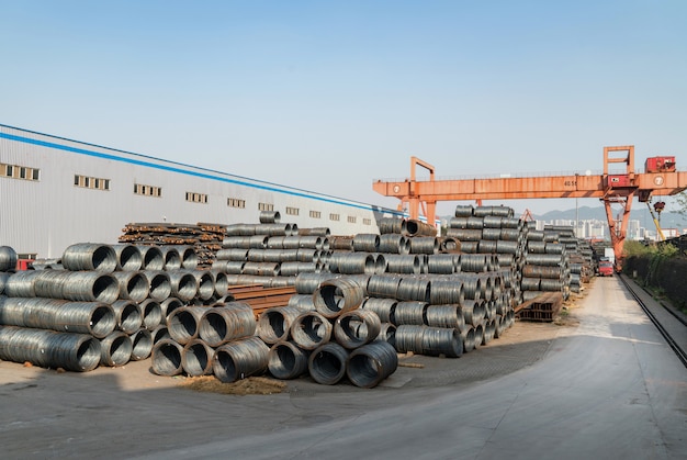 Steel and crane at the cargo terminal