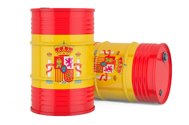 Steel drum barrel with Spanish flag 3D rendering