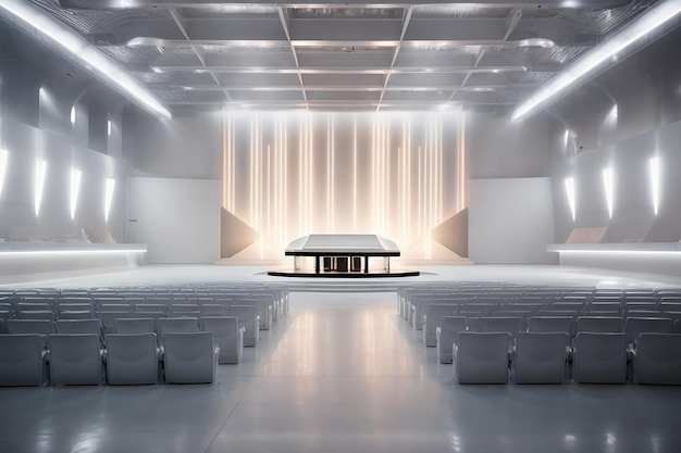 Steel echoes luminous notes crafting the ambience of a vacant futuristic concert spectacle