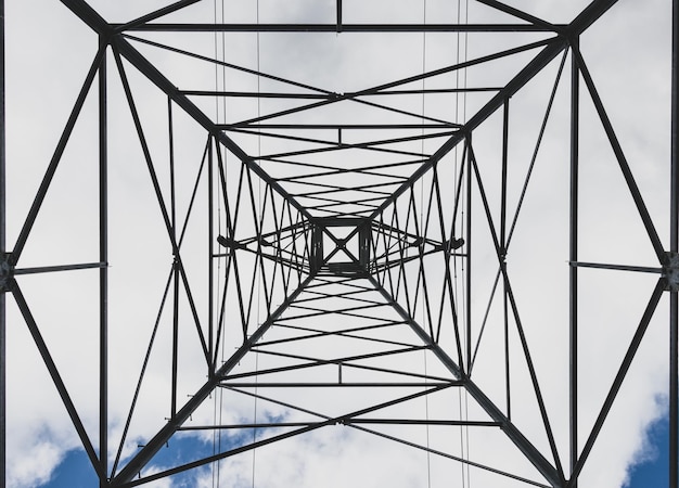 Steel electricity transmission line power tower abstract