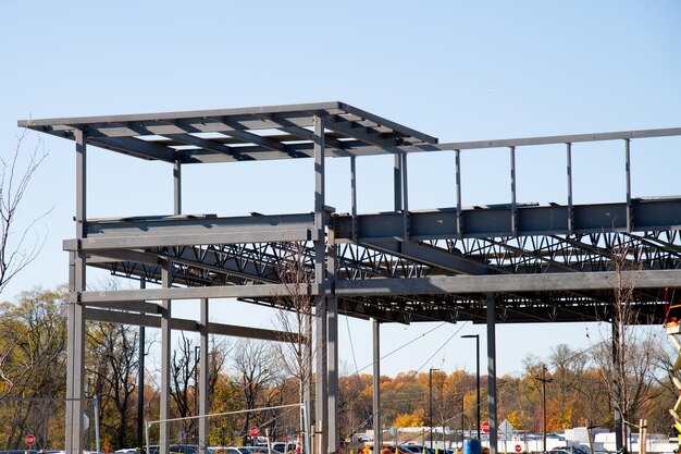 Steel frame work of new commercial building