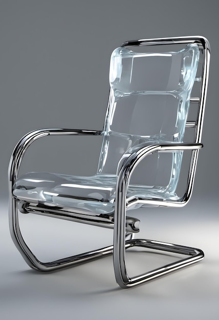 Photo steel and glass chair with futuristic design