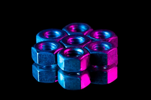 Steel nuts with colored lights