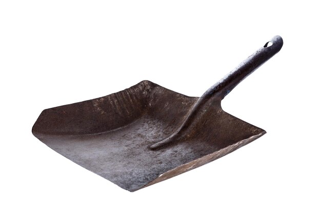 Steel old shovel isolated on white background