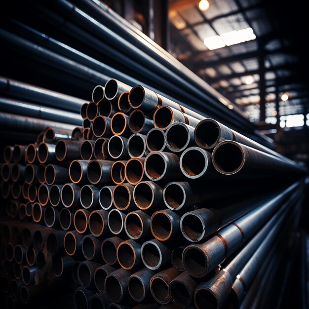 Steel Pipe Stack in Warehouse