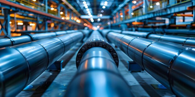 Steel pipelines symbolize global energy connections vital for international economic development and partnerships Concept Economic Development Global Energy Steel Pipelines