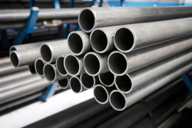 Steel pipes in the factory