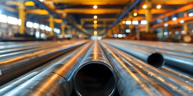 Photo steel pipes in an industrial setting for transporting oil and water a vital energy resource concept steel pipes industrial setting transporting oil water vital energy resource