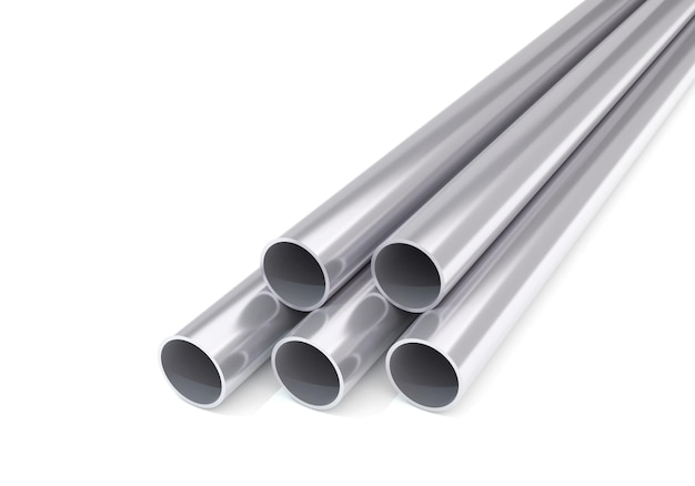 Steel pipes metal steel product Steel galvanized and stainless 3D rendering