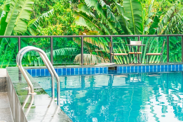 steel railings stairs pool 