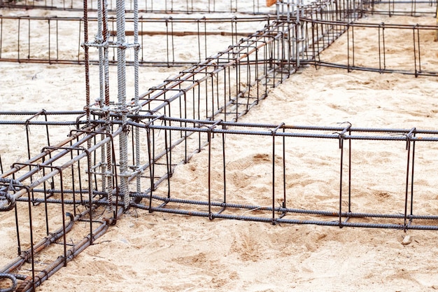 Photo steel reinforcement in construction work