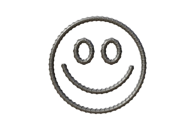 Photo steel reinforcement for smiley face on white background 3d render