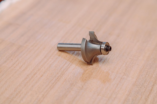 Steel router bit for milling cutter on a wooden table