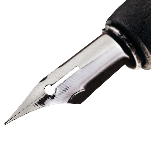 Steel sharp tip of drawing pen close up