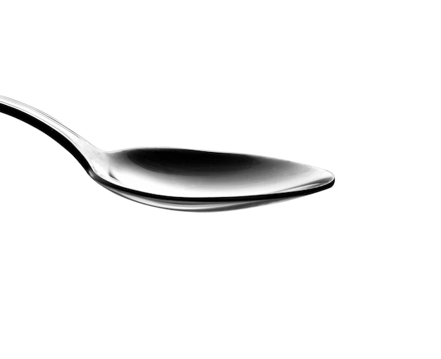 steel spoon on white