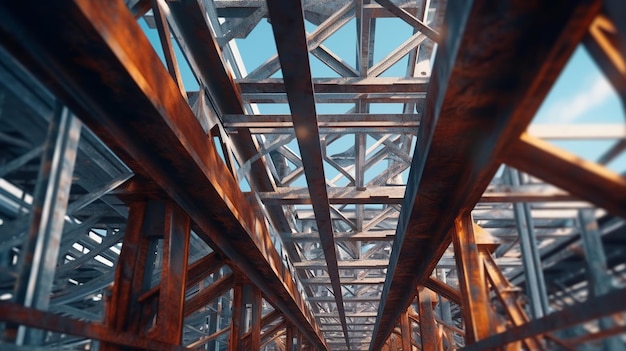 Steel trusses Industrial background