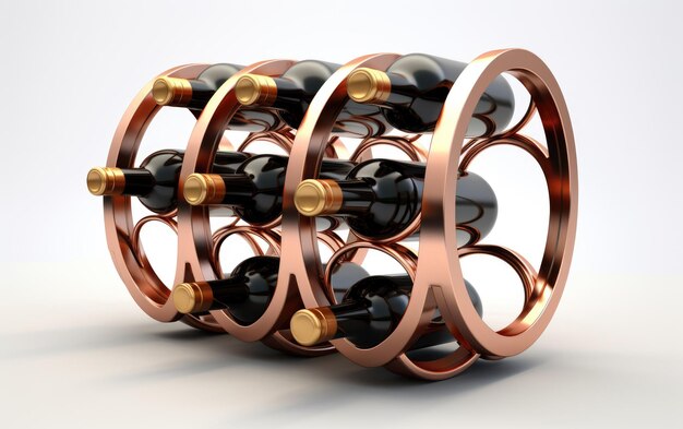 steel wine rack 3d on white background