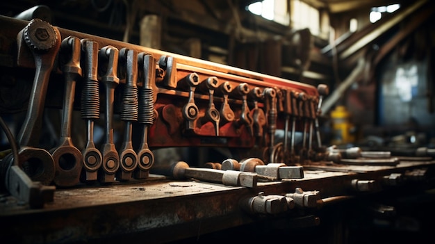 steel wrench repairs machinery in industrial workshop