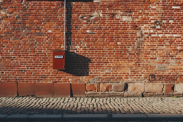 Foto steen muur straat scène met telefoonhokje