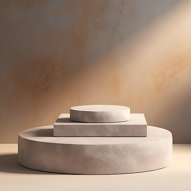 steen podium product in minimalistisch thema met kopieerruimte realistische foto studio kleur achtergrond