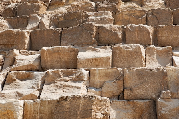 Steenachtige muur van Egyptische piramideclose-up