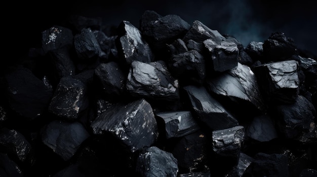 Steenkool mineraal zwart als kubussteenachtergrond Steenkooltextuur AI