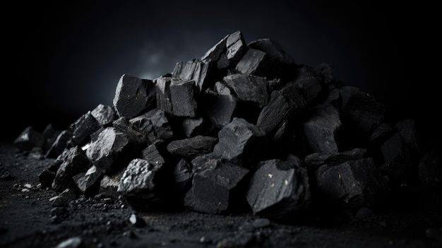 Steenkool mineraal zwart als kubussteenachtergrond Steenkooltextuur AI