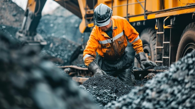 Steenkoolwinning in actie toont harde arbeid aan het werk terwijl steenkool een groot deel van onze wereld voedt