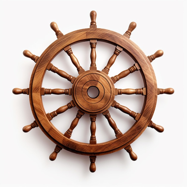 Photo steering hand wheel ship on white background