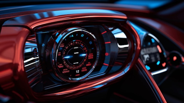 the steering wheel of a car with the word " f " on the dashboard.