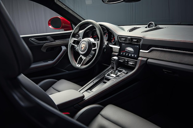 Photo steering wheel in center grey leather porsche 718 boxster dashboard in sao paulo brazil on 04 04 202