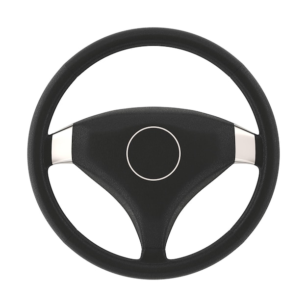 Steering wheel on white background Isolated 3D illustration