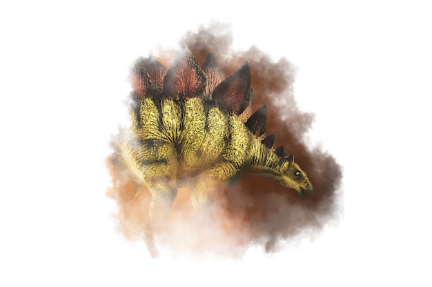 Stegosaurus , dinosaur on smoke background