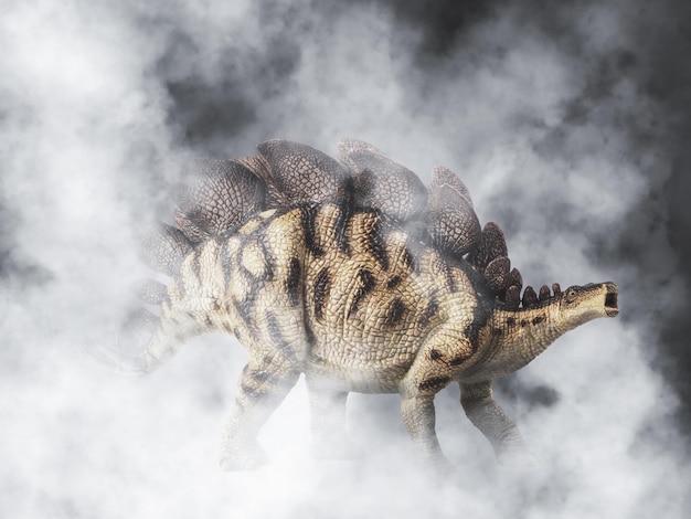 Stegosaurus Dinosaur on smoke background