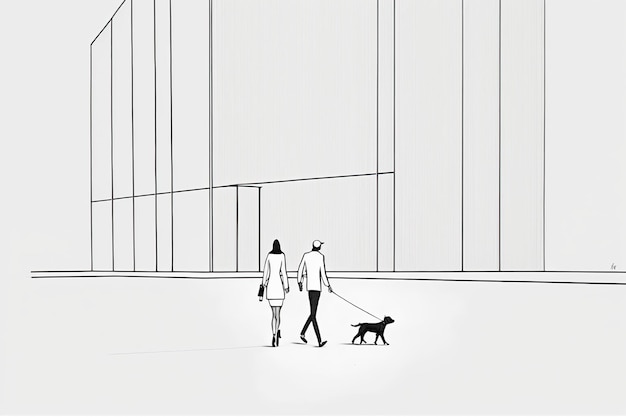 Stel dat over straat loopt met een hond Gemaakt met generatieve AI-technologie