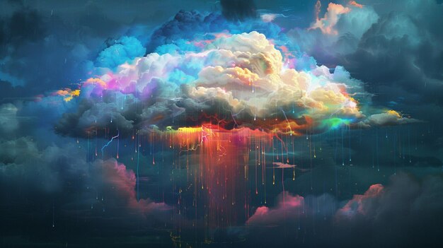 Stel je een stormwolk voor die broeit met blikseminslagen. Elke schroef verlicht een nieuw kleurrijk idee dat over de wereld regent.