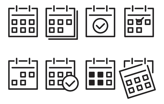 Stel kalender iconen vector vlakke lijn ontwerp