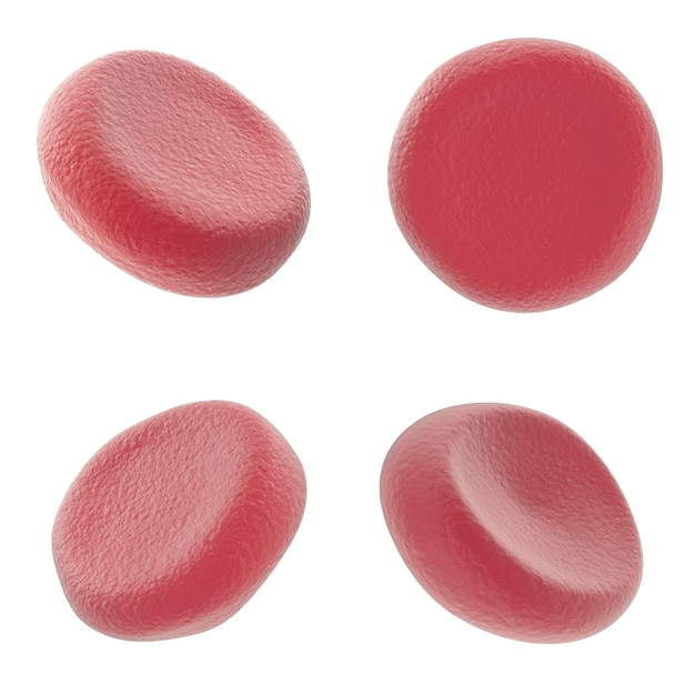 Stel rode bloedcellen geïsoleerd op een witte achtergrond. 3d illustratie hoge kwaliteit