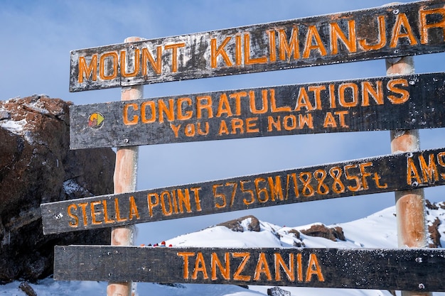 Stella Point op de Kilimanjaro in Tanzania, Afrika