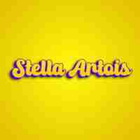 Photo stellaartois typography 3d design yellow pink white background photo jpg