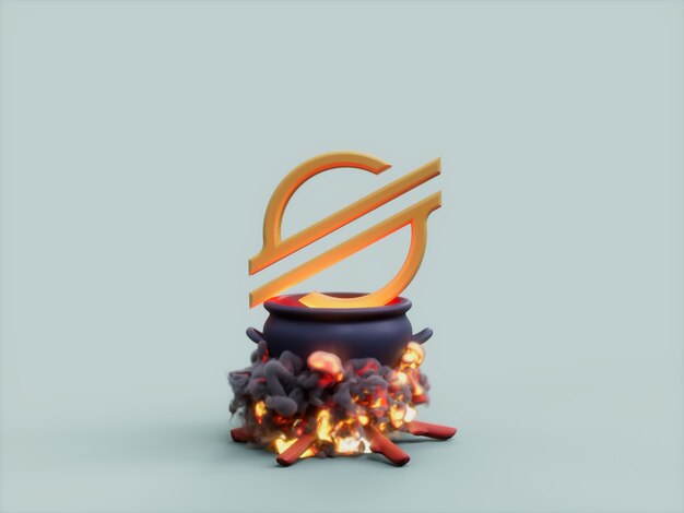 Stellaire Cauldron Fire Cook Crypto Valuta 3D Illustratie Render