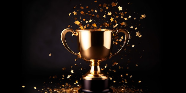 Stellaire Triumph Gold Trophy met vliegende sterren van overwinning