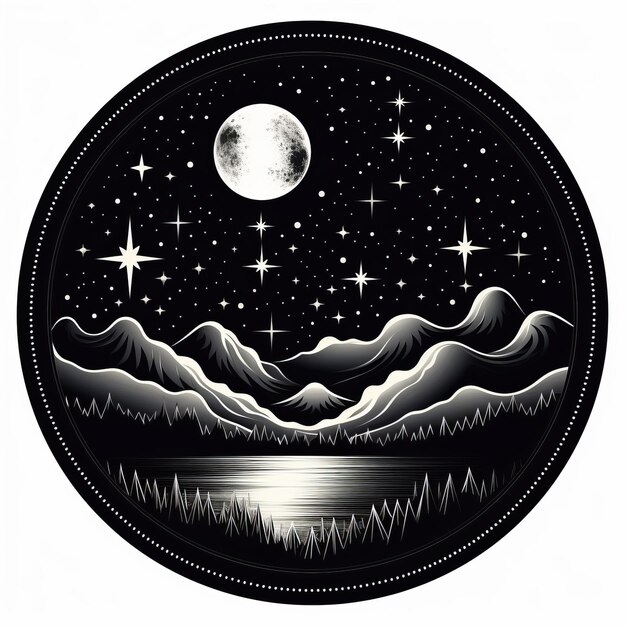 Photo stellar constellations a captivating journey through the night sky black and white vector logo de