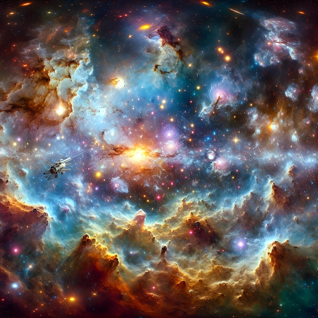 Stellar Nursery and Spacecraft in Starburst Galaxy