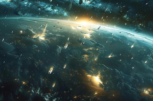 Stellar panorama Astronauts captivated by the ethe generative ai